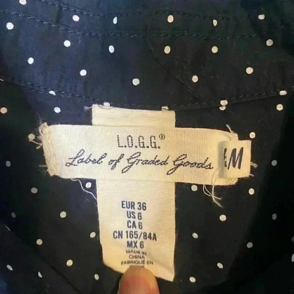 H&M Navy Polka Dot Button Down Shirt - Picture 6 of 6